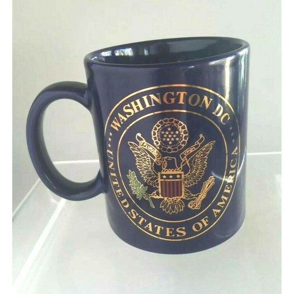 Washington DC United States of America Gold Seal Cobalt Blue Coffee Mug Cup - Picture 3 of 6